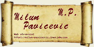 Milun Pavičević vizit kartica
